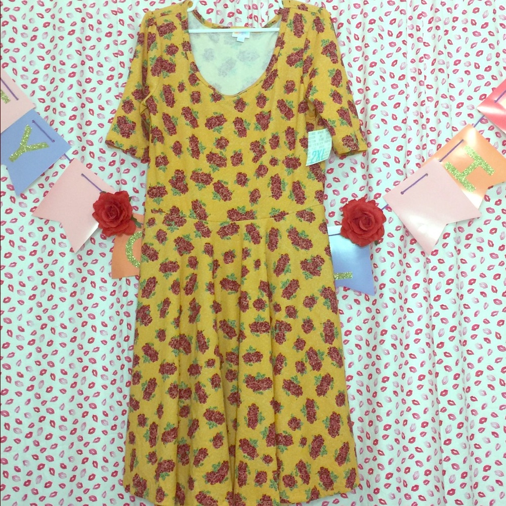 Yellow LuLaRoe Nicole Dress 2XL